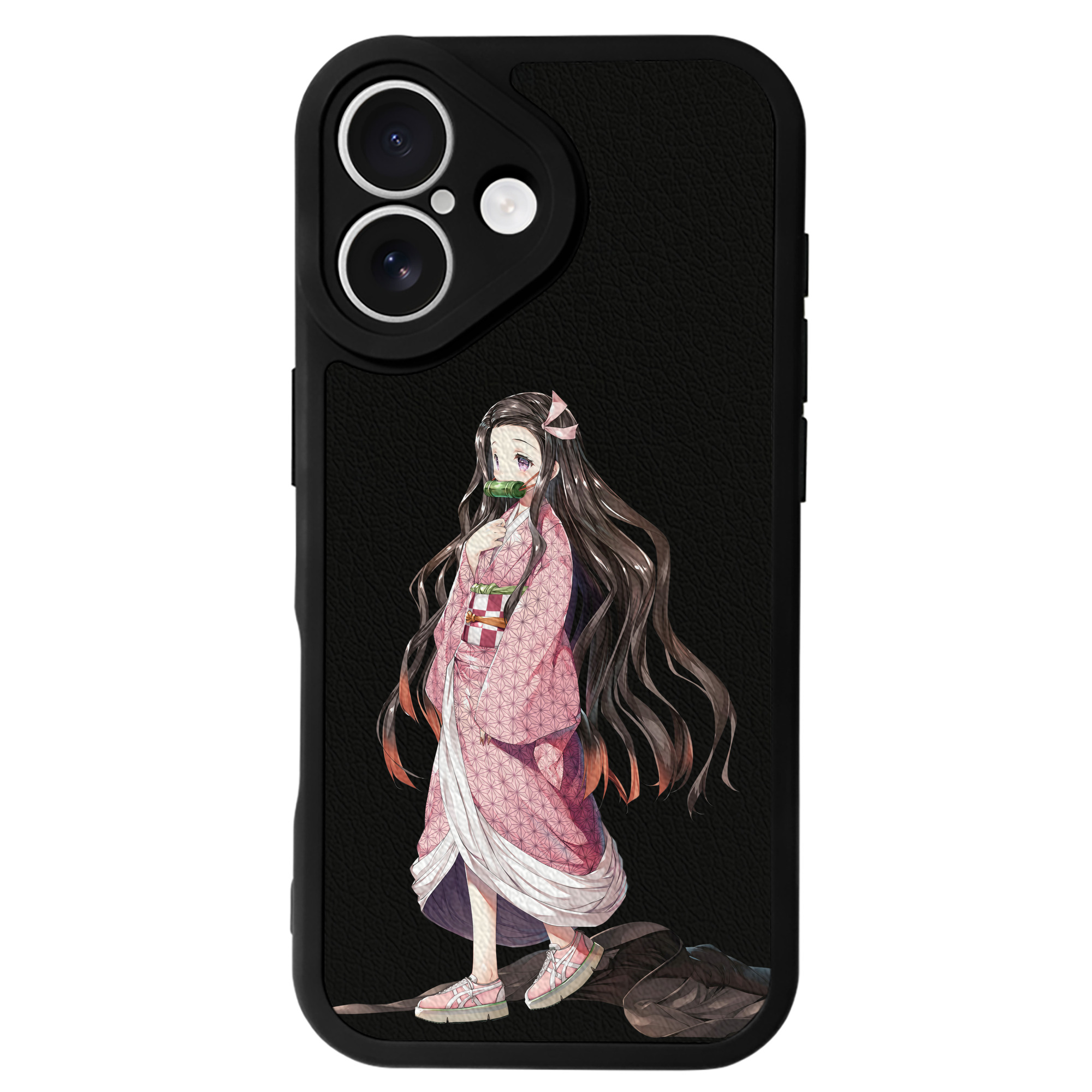 （画像用） 鬼滅の刃（きめつのやいば）竈門 禰󠄀豆子／かまど ねずこ Kamado Nezuko 【iPhone 16シリーズ対応】シリコンスマホケース（レザー調） 材質：シリコン